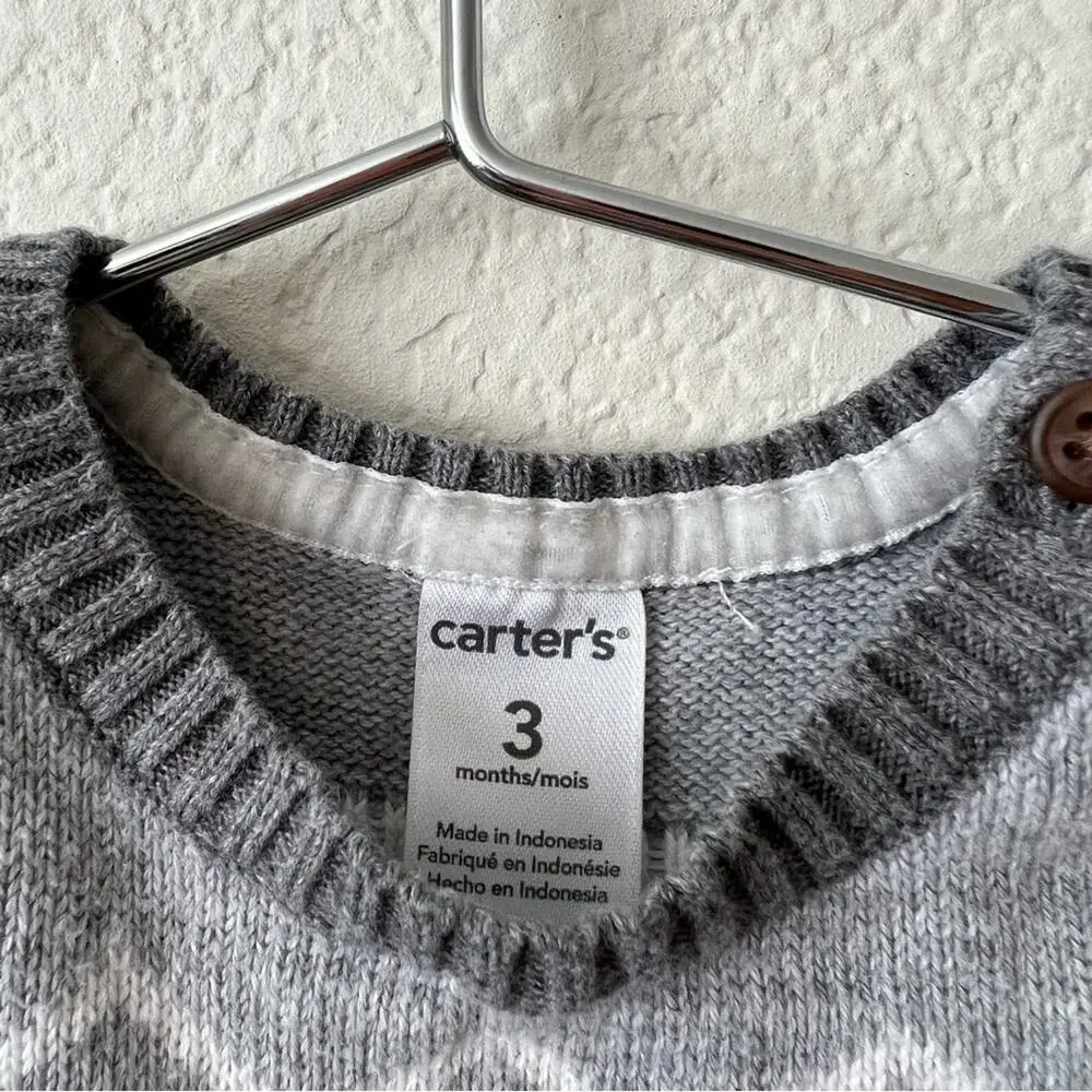 Carter’s Gray White Sweater Knit Sleeveless Dress
